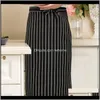 Textiles Home & Garden3Pcs Kitchen Aprons Half-Length Long Waist Catering Chefs Waiters Uniform Striped Apron 70Cmx70Cm Drop Delivery 2021 Qe