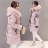 Kvinnors dike rockar kvinnors vinterjacka kvinnor koreanska parka långa kappa ner bomull vadderade parkas mujer 2022 damer jackor stor päls