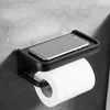 Toiletpapier Houders Matte Black Space Aluminium Houder Zelfklevende Punch-Free Badkamer Mobiele Hardware Set