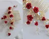 Jonnafe Red Rose Floral Kopfschmuck für Frauen, Abschlussball, Braut, Haarkamm, Accessoires, handgefertigter Hochzeitsschmuck 2201251283052