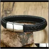 Armbanden sieraden punk bedel roestvrij staal magnetisch gesp leer armband mans persoonlijkheid dames braclet shaker 2dghe