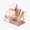 Ontwerp Mesh Home Office Desk Organizer Kantoorbenodigdheden Accessoires met lade voor Home Office Desktop Rose Gold Opbergdoos