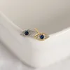 925 Sterling Zilver Zirkoon Blue Evil Eye Oud Oorbellen Dames Klassieke Temperament Bruiloft Sieraden Accessoires 2791 Q2