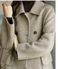 Kvinnorsullblandningar Coat Woman Höst Vinter Ladies Dubbelsidig Cashmere Koreansk Slim Lång Woolen Jacka Kvinna