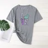 Women's T-Shirt Harajuku T Shirt Women Clothing Fashion Love Letter Whale Printed O Neck Regular Short Sleeve Tops 2022 Femme Camisetas Muje