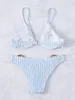 Damen-Bademode, weiß, gestreift, Bolue, 2-teiliges Set, Damen-Push-Up-Badeanzug, brasilianischer Bikini-Set, Badebekleidung, Strandkleidung