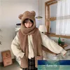 Mignon ours oreille chapeau écharpe gants ensemble hiver femmes nouveauté casquettes chaud décontracté en peluche chapeaux décontracté solide polaire fille Kawaii accessoires prix usine conception experte qualité