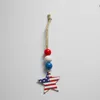 Flag Independence Day wooden bead pendant Home Decor Wood beaded tassel pendants decoration wall hanging ornaments KKB7098