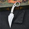 Nouvelle annonce couteau Karambit D2 blanc/noir lame de lavage en pierre manche en acier pleine soie lames fixes couteaux à griffes avec Kydex
