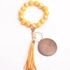 Chaveiro de madeira colorido chaveiro moda personalizada tassel pulseira chave chave para mulheres 17 cores