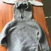 ベビーコートボーイズと女の子のウサギの耳のセーター子供の純粋な色の子供カーディガンセーター210701
