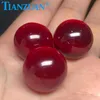 Autres perles de pierre rubis en forme de sphère de boule de couleur rouge créées en laboratoire, en vrac sans trou