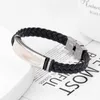 Synthetic Leather Woven Bracelet Stainless Steel Bracelets Smooth Bangles Wristband Ll@17 Q0719