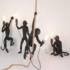 Monkey Pendant Lights Animal Resin Hanging Lamp Rope Lamps Bar Coffee Store Restaurant Industrial Loft Decor Lighting