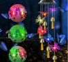 LED Garden Wind Chime Light Lamps Butterfly Crystal Outdoor Ghirlanda impermeabile Luci sospese Cortile di Natale Patio Lampada solare Decor