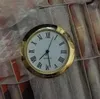 2021 relojes de inserción de plástico dorado de 1 7/16 pulgadas con esfera romana ajuste reloj PC21S movimiento