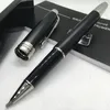 Invia 1 regalo gratuito Borsa in pelle Nero opaco Penne roller Penna a sfera Materiale scolastico per ufficio con numero di serie