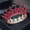 Teardrop Tiaras und Kronen Rosa Rot Diadem Royal Queen King Full Circle Ornamente Braut Hochzeit Haarschmuck Partyzubehör 210707