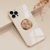 Electroplated magnetic ring phone cases for iPhone 14 13 12 11 pro max XS XR 7/8 plus Samsung S22 Ultra silicone glass cover ring stand with OPP bag