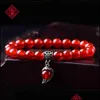 Bedelarmbanden sieraden eenvoudige enkele ring rode agaat armband nationale stijl blad womens hand string vrede bal drop levering 2021 kjxyo