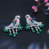 Unique chanceux Animal bijoux élégant coloré vert cubique zircone balancent goutte oiseau boucles d'oreilles pour les femmes cadeau CZ101 210714