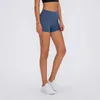 L-01 Nya kvinnor Yoga Short Byxa Hög midja löparshorts Dubbelsidig Brokad Slipning Dam Fitness Leggings Casual Sport Byxor