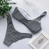 Glanzende glitter sprankelende bikini badpak vrouwelijke zwemkleding vrouwen twee-stukken bikini set een schouder bather badpak V1238