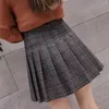 Surmitro Jesień Zima Woolen Mini Plisowane Spodenki Spódnica Kobiety Koreański Styl Plaid Wysoka talia Linia Spódnica Kobieta 210712