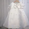 Girls Elegant Dresses For Baby Children Princess Flower Girl Pearl Bow Kids Formal Wedding Party Christening Ball Gown 210615
