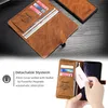 Étuis portefeuille amovibles en cuir rétro pour Iphone 12 mini 11 Pro XR XS 7 8 Samsung Note 20 S10 S20 S21 Ultra Multi Card Slots Stand Cover