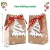 24 Conjuntos Sacos de Presente de Natal com Tags 7inch Natal Candy Kraft Papel Sacos Cookie Embalagem Ano Decorações Xmas 2022 211104