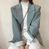 Lucyever Fall Women's Blazers Corduroy Notched Long Blazer Woman Korean Chic Style Green Full Sleeve Clothes Female 211006