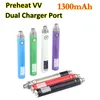 MOQ 20PCS 100% ORIGINAL VALITAGE VAPE VAPE MODS UGO T3 Batterie 1300mAh Dual E Cig Charger Port 510 Vapes de filet