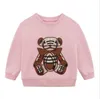 2 farben Jungen Mädchen Marke Pullover Pullover Cartoon Bär Kinder Langarm Sweatshirt Baumwolle Kinder Pullover Frühling Herbst Mädchen Kleidung