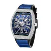 Wristwatches Watch Men's Frank Wine Bucket Large Dial Starry Belt Yacht Diamond Retro Creative Watches