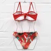Riseado Sexy Bikinis Push Up Swimwear Women Red Swimsuits Ruffle Bikini Set Floral Print Swim Wear Strap Bathing Suit 210407