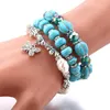 Bangle Blue Classic Men's Natural Stone Elastic Beaded Bracelet Women's Butterfly Pearl Charm Fashion Jewelry Party Gift