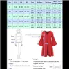 Womens Apparel Drop Delivery 2021 Casual Summer Dresses Women Surplice Vneck Mini 34 Bell Sleeves Solid Color Sexy Lady Clothing Tiered Aline
