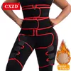 CXZD Nieuwe Dubbele Compressie 3-in-1 Taille Trainer Shaping Butt Lifter Sweat Slimming Verstelbare Dijder Trainer Shaper 210402