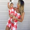 Mama und ich Kleidung Sommerkleid Mama Mädchen Sets Plaid Kurzarm Familie Look Mutter Tochter Familie Outfits 2614 Q2