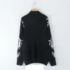 Knitted Tops Women Spring Loose Pullover Knitting Heavy Work Beads Flower Pattern Thick Warm Sweater QZ283 210510