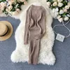 Beading Knitted Sweater Dress Women Autum Winter Clothes Solid Stretch Vestidos Korean Bodycon Dresses 17670 210415