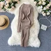 Perlen gestrickte Pullover Kleid Frauen Autum Winter Kleidung Solide Stretch Vestidos Koreanische Bodycon Kleider 17670 210415