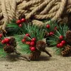 装飾的な花の花輪10ピースミニシミュレーションパイン針Diyクリスマスツリー装飾飾り人工果実植物コーンフラワーXM