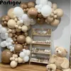 148 st Caramel Coffee Balloon Arch Garland för barn Baby Shower Teddy Bear tema Neutral Wild One 1st Birthday Party Decoration Y0929