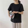 Summer Oversize T Shirt Women's Loose Streetwear T-shirts Basic Long Tee Tops Solid O-neck Ladies Clothes Blusa 10087 210521