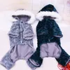 Hundkläder kläder pajamas vinterkläder fyra ben varm Storbritannien stil husdjur outfit valp chihuahua kostym280f