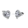 Cubic Zircon Heart Stud Earrings Love Red Green Purple Crystal Ear rings Studs for Women Fashion jewelry will and sandy