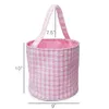 Classic Gingham Easter Buckets Party Supplies Seersucker Blue Pink Yarn Checked Easter-Tote Bag Easter-Egg Collecting Baskets DOMIL106-1510