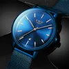 Armbandsur Lige Mens Klockor Top Sports Watch Slim Mesh Steel Date Vattentät Quartz för män Klocka Relogio Masculino